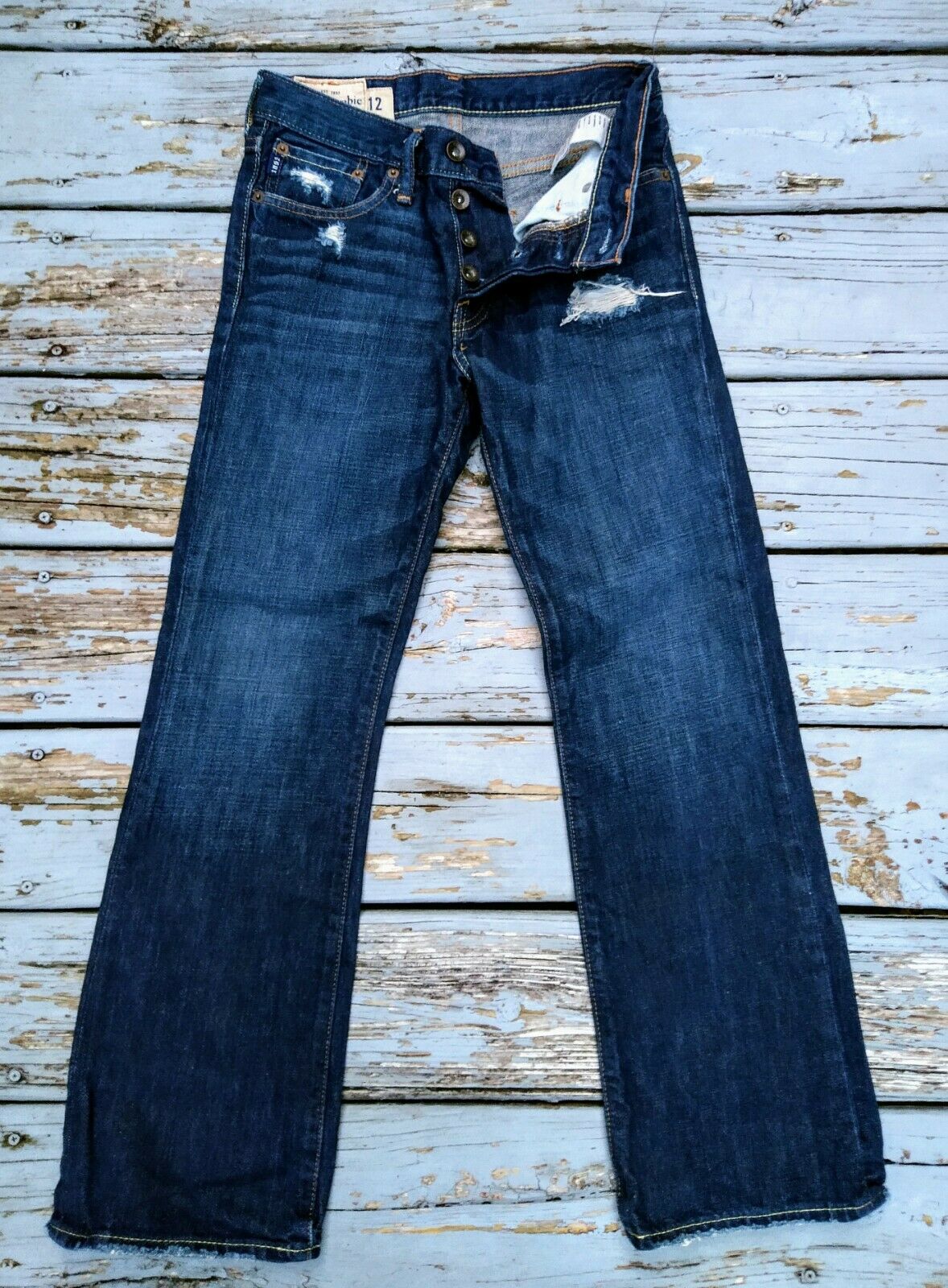 Abercrombie Baxter Slim Boot Jeans Low Rise Boys Size 12 Slim Button-fly