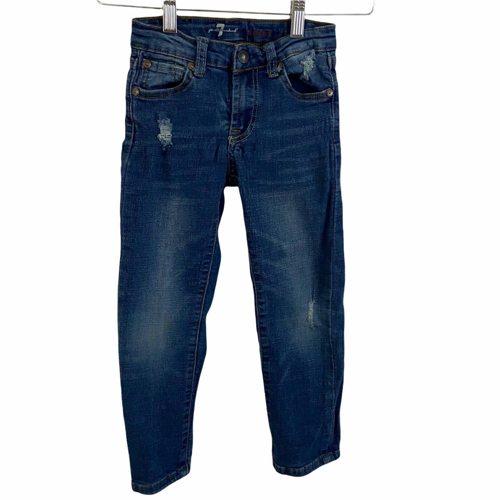 7 For All Mankind Boys Distressed Denim Jeans Sz 5 Blue Casual Stretch